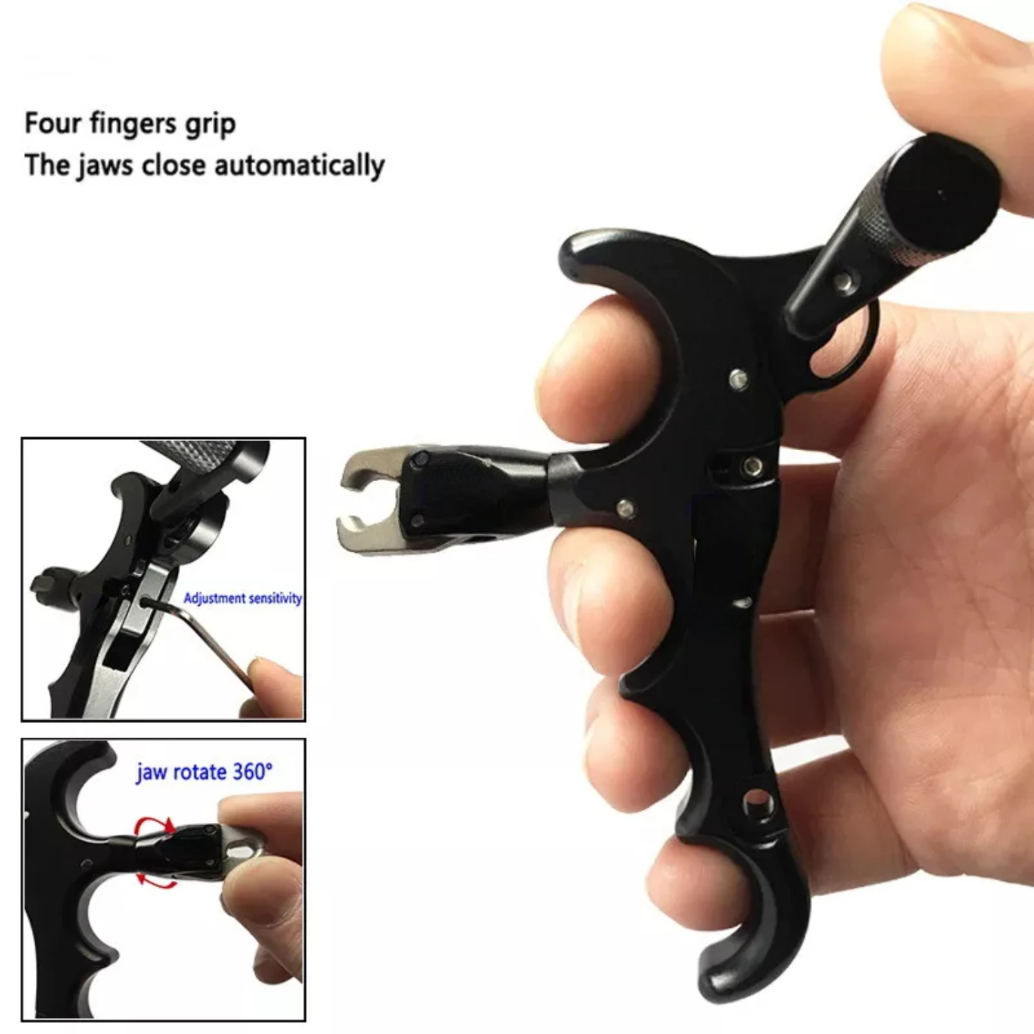 

° Thumb Release Archery 4-Finger Compound Bow Release Adjustable Can Rotate inch crossbow bolts Archery accessories Slingshtot