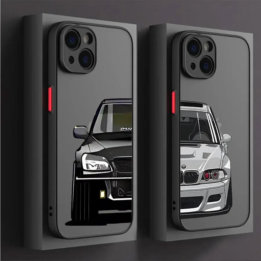 Cool Sports Car JDM Couple Paired Phone Case For iPhone 15 17 16 13 14 12 11 Pro Max Plus Mini Air SE X XS XR 16e Clear Covers