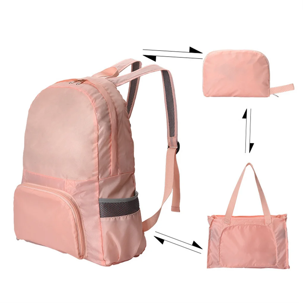 Mochila plegable portátil 2 en 1 para hombre y mujer, bolso resistente al agua, Flexible, con Cable para aperitivos, color negro