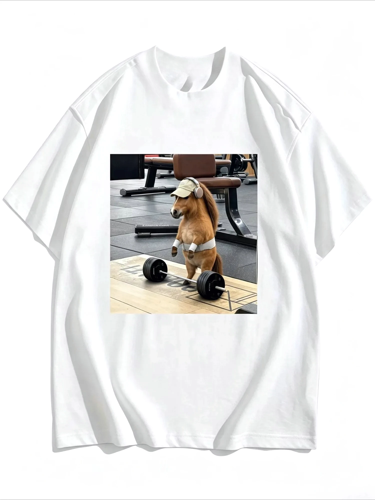 Damen-T-Shirt mit lustigem Mini-Pferd-Meme-Print, weich, atmungsaktiv, kurzärmelig, für den täglichen Gebrauch, lässige Oberteile für den Sommer. – Detail 5