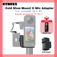 CYNOVA For Insta360 X4 Cold Shoe Mount Audio Mic Adapter Microphone Receiver Holder For DJI Mic2 RX Insta 360 X4 X3 Accessories