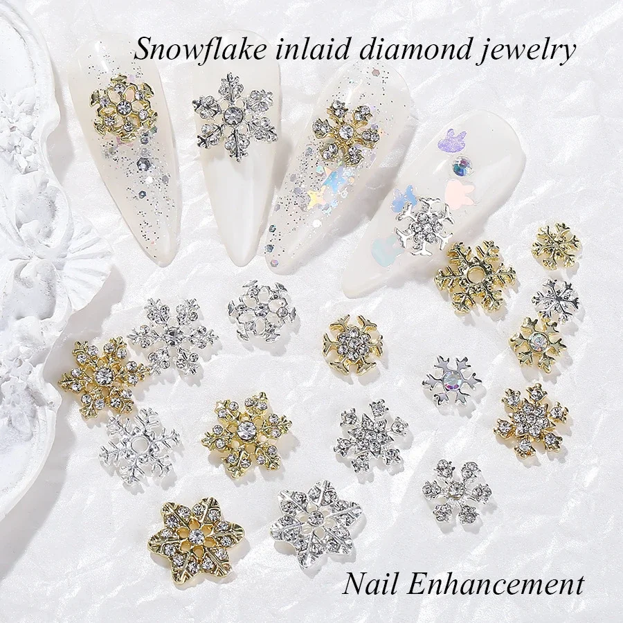 Nieuwe Manicure Sneeuwvlok Serie Nail Art Accessoires Legering Sieraden Kerst Witte Steentjes Sneeuwvlok Ab Diamant Nagel Bedels