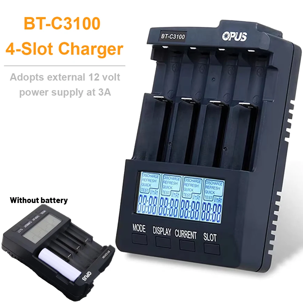 

OPUS BT-C3100 V2.2 Universal Four Slots Charger Replenisher Smart Rechargeable Smart Battery Charger Accessories & Parts New