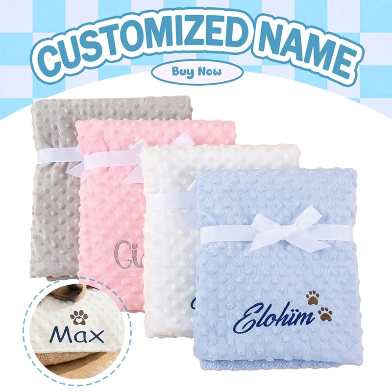 

Personalized Pattern Pet Blanket， Name Embroidery Soft Dog cat Blanket， Custom Bed Mat，for Sleep And Travel