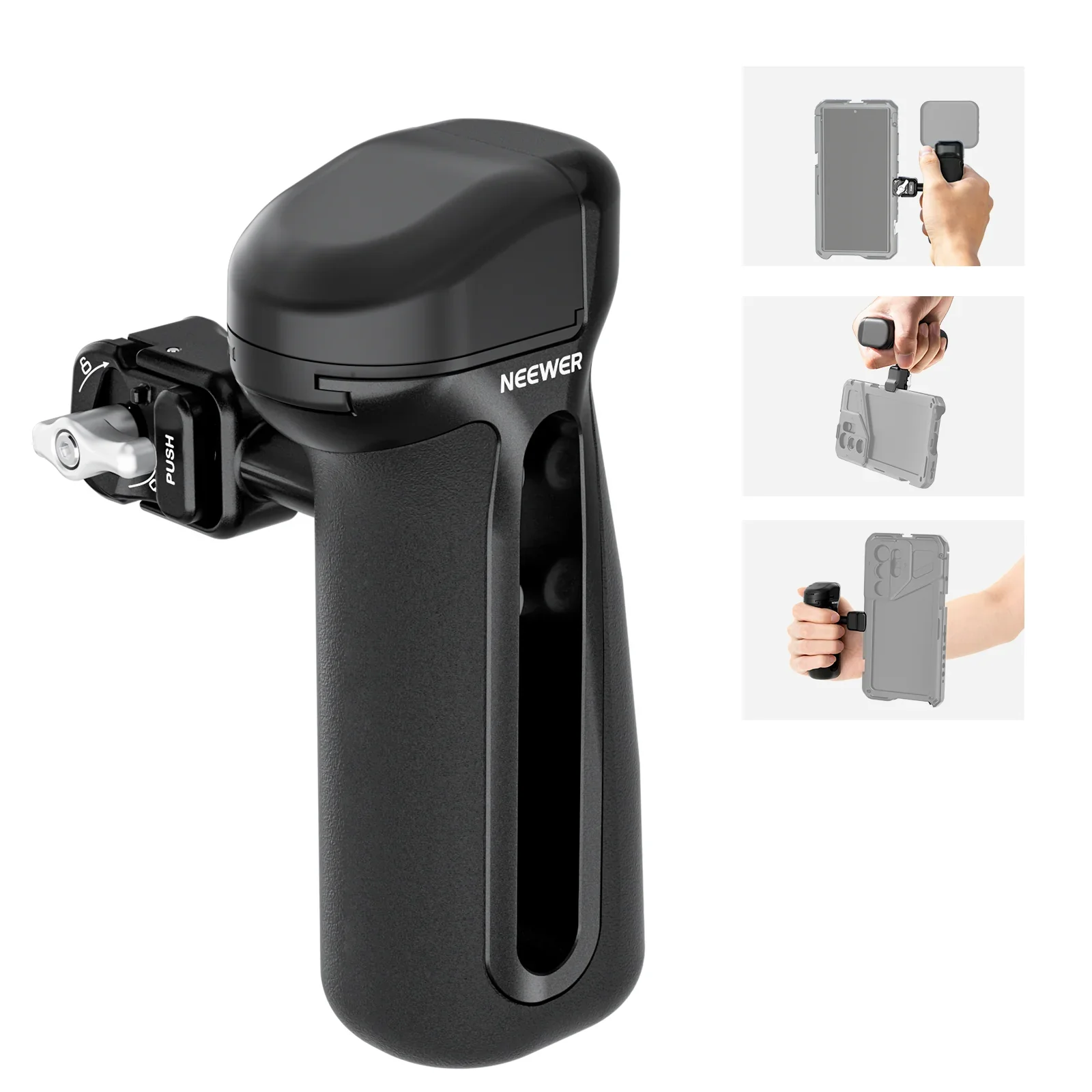 NEEWER PA148/PA148E Quick Release Side Handle, Ergonomic Hand Grip, Universal for Smartphone Video Cage Mobile Filmmaking