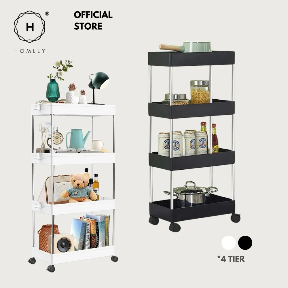 

Homlly 4 Tier Mobile Storage Utility Cart Rack with Wheels