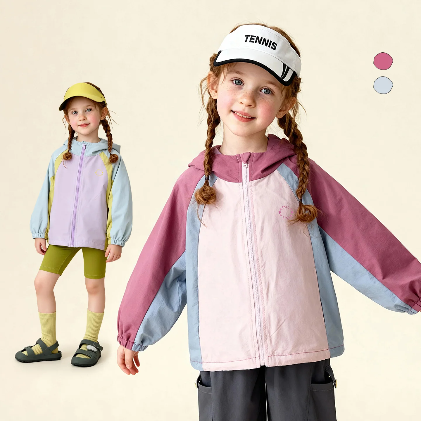 Amila 2026 Spring Children's Jacket With Color Blocked Splicing For Boys And Girls Outdoor Fashion Stormtrooper Waterproof