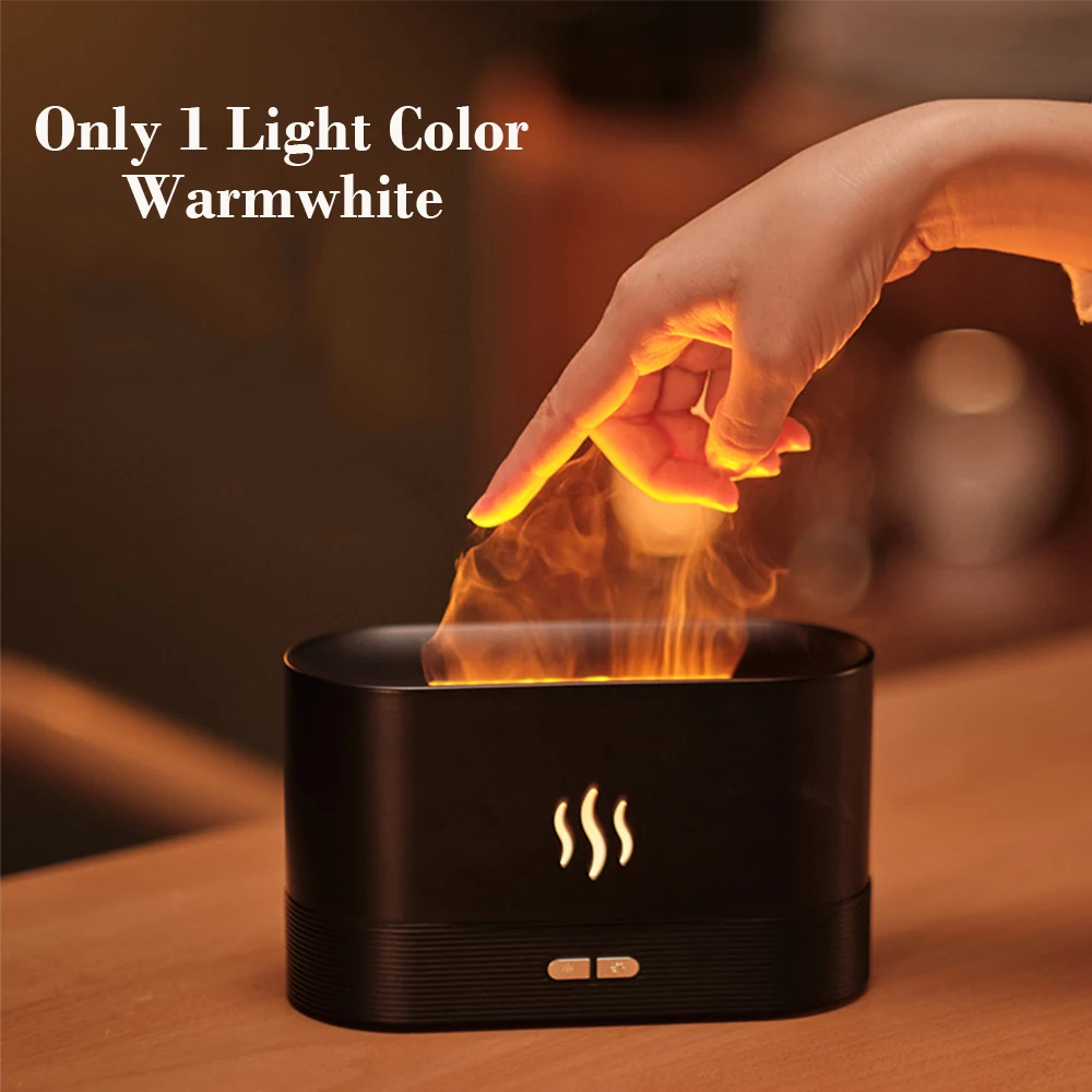 WHDPETS – diffuseur d'huile essentielle avec humidificateur d'air flamme, pulvérisateur à brume fraîche avec 7 couleurs, veilleuse pour maison, 200ml