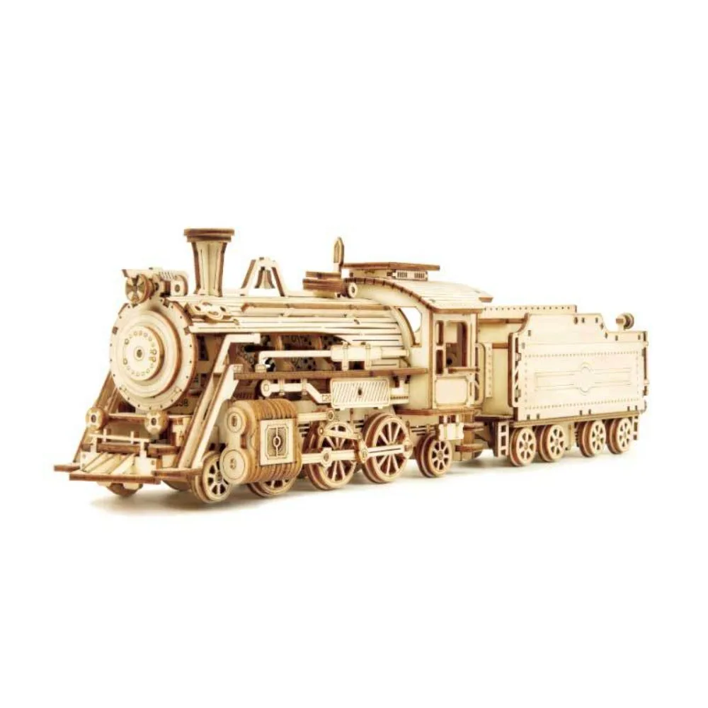 Children Model Kit Montessori Toys Wooden Construction Kit 3D Wooden Puzzle Mechanical Model Steam Train