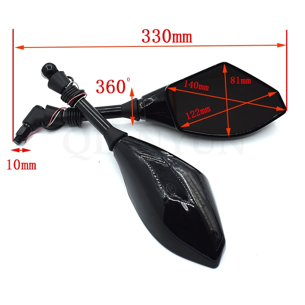 Motorcycle Rearview Mirrors Black With LED Turn Signal Integrated Mirrors For Yamaha FZ1 FAZER FZ6R FZ8 XJ6 FZ6 MT-07 09 FZ-09