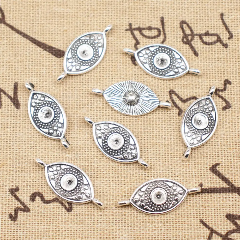 Jewelry Diy Children Craft Connector Eyes Antique Silver Color Pendants 11x28mm 10pcs