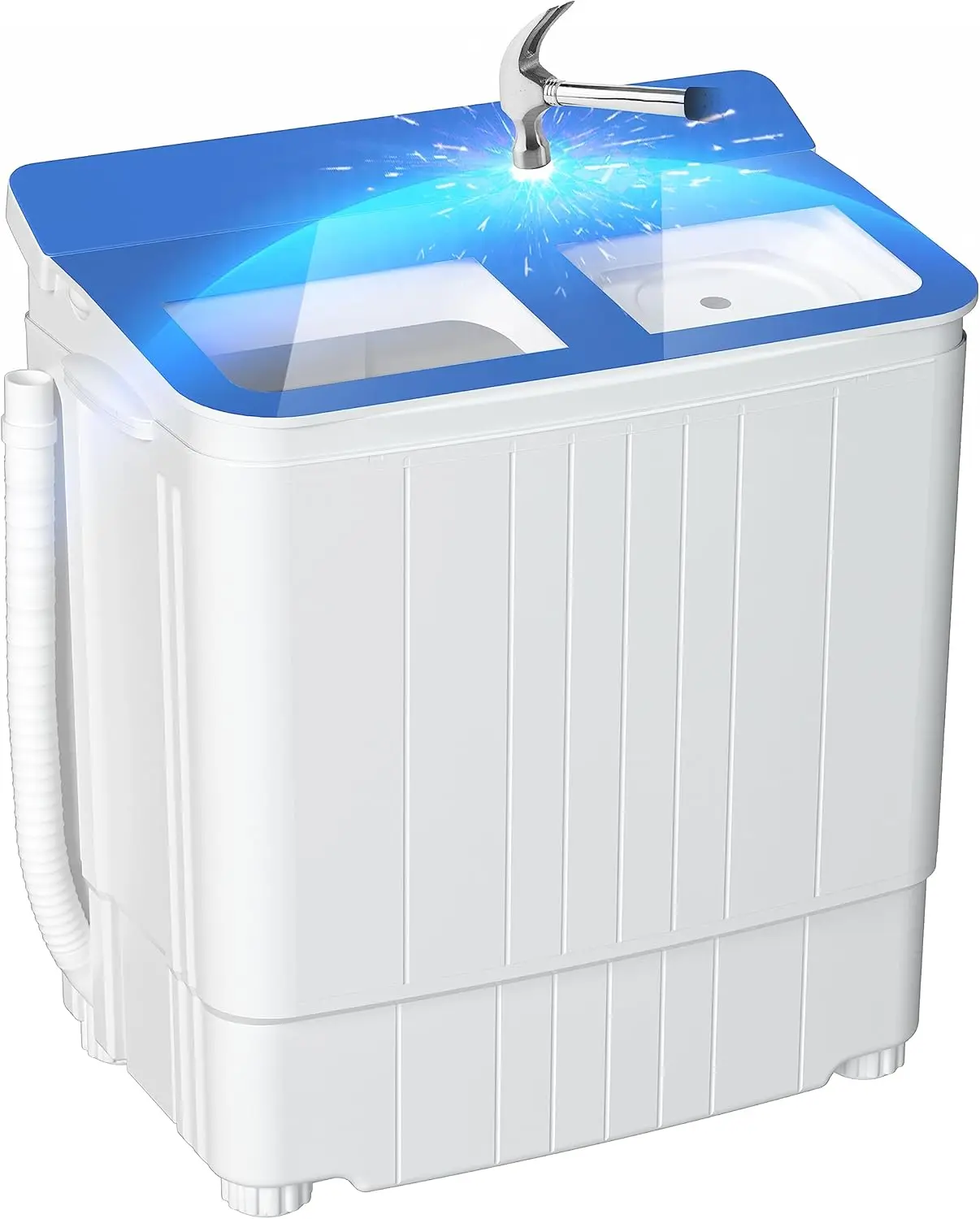 Portable Washing Machine, Compact Twin Tub Mini Washing Machine, 17.6 LBS Washer and Dryer Combo with Soaking Function, Semi-Aut