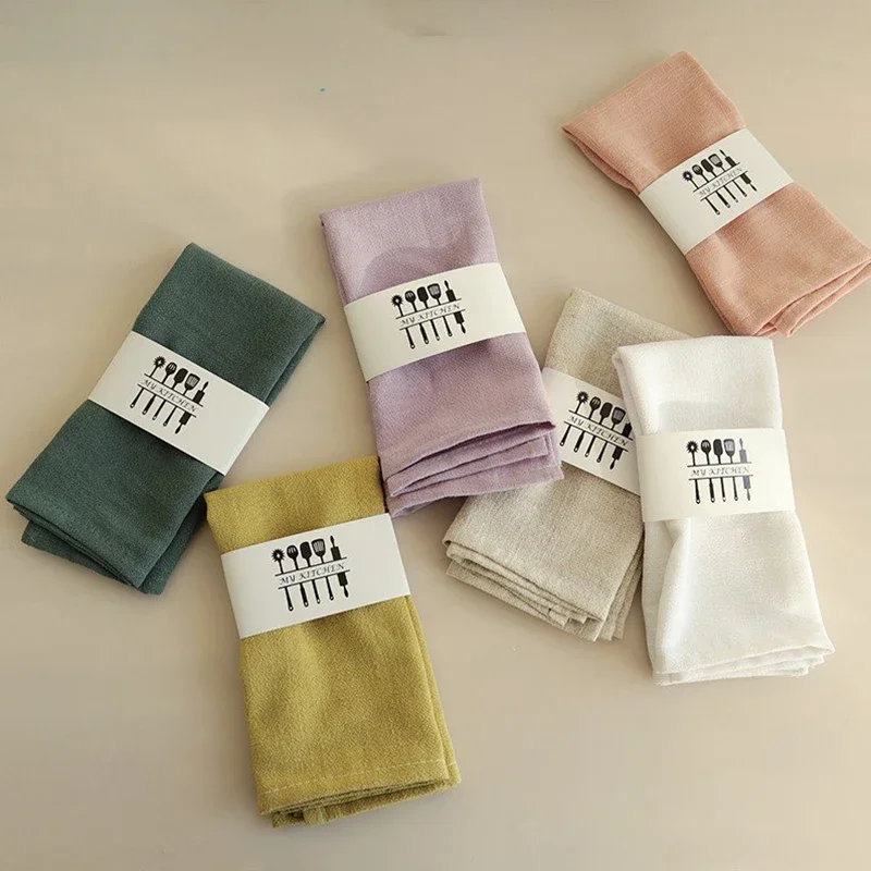 40 x 40 cm einfarbige quadratische Baumwoll-Leinen-Serviette, wiederverwendbares Stoff-Tischset, für Küche, Esszimmer, Hotel, Restaurant, Serviertisch-Dekoration