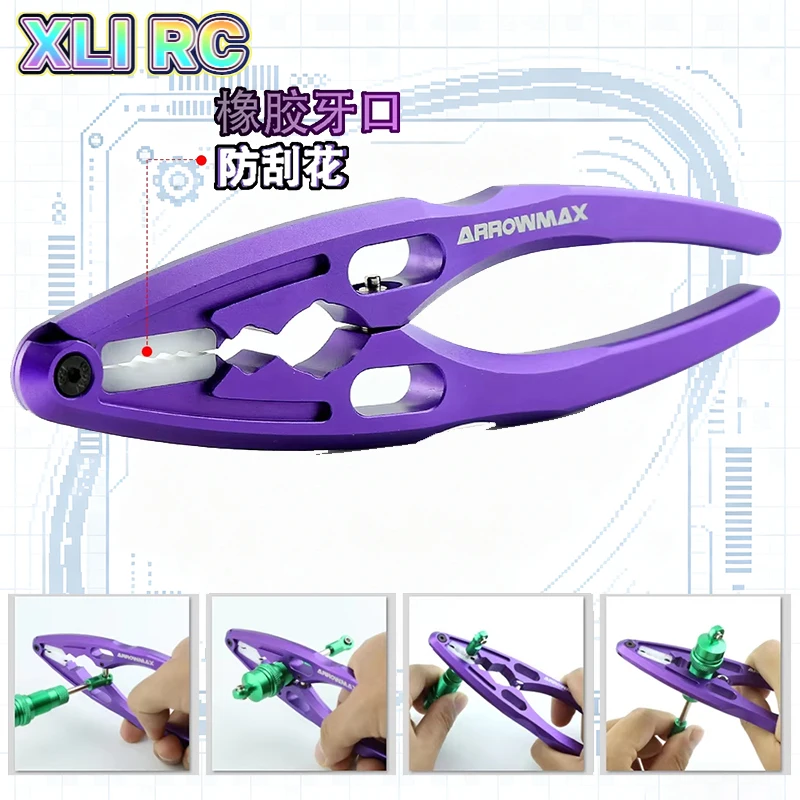 1pc 6 IN 1 Metal Shock Absorber Pliers Rod Ball Clamp Multi-function Tool for 1/8 1/10 RC Crawler Car 94111 Traxxas Axial XV01