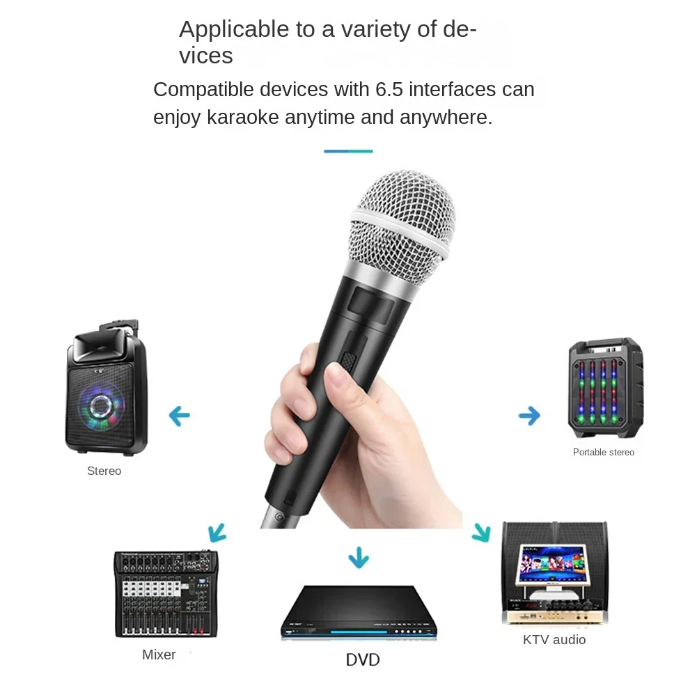 Karaoke Microphone MIC Handheld Dynamic 6.3mm Wired Dynamic Microphone Clear Voice for Karaoke Vocal Music Performanc