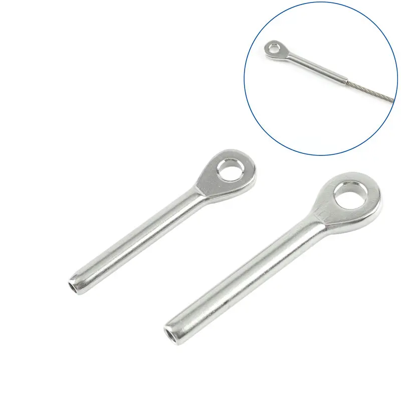 2PCS/LOT Marine Stainless Steel 316 Wire Rope Fitting Hardware 3/4/5/6/8/10mm Swage Eye Terminal Cable Railing Tensioner