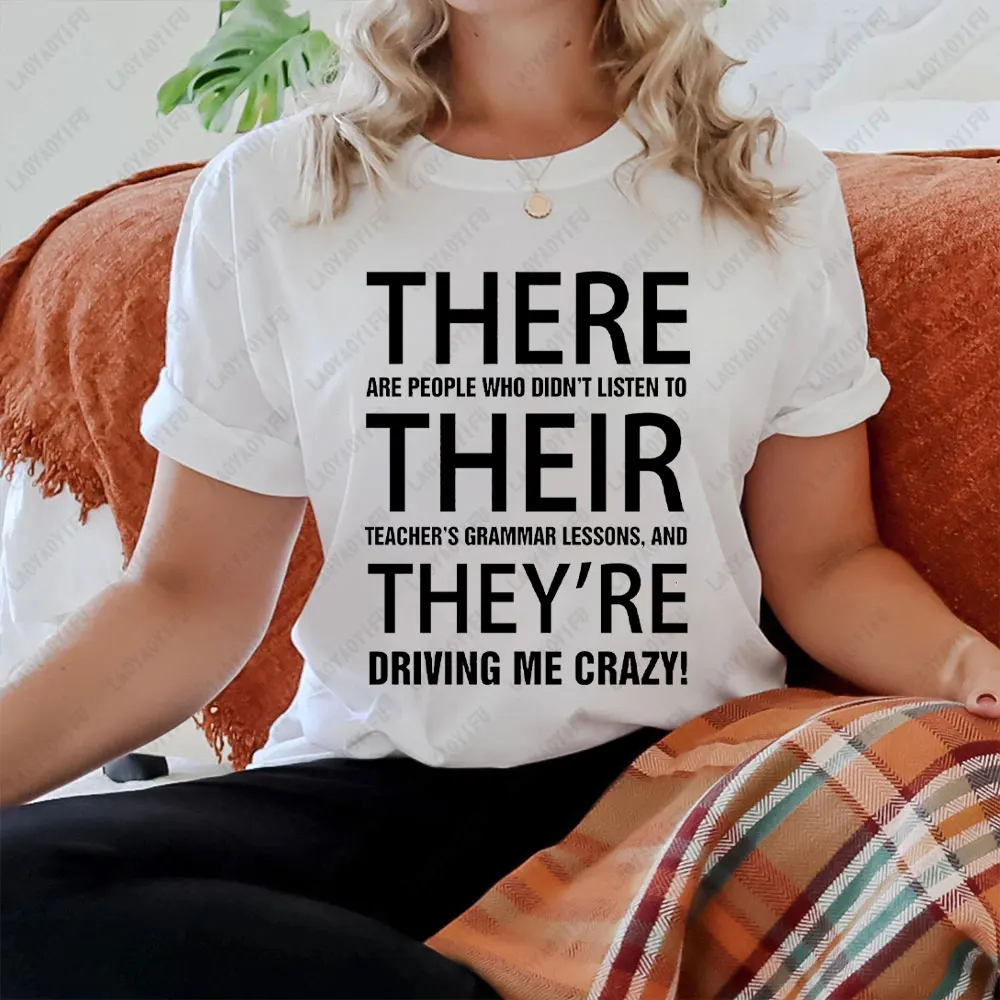 Funny Teacher Gift English Grammar Teacher Men and Women High Quality Cotton Shirt Clothing Thanks Teacher Letter Shirt T-shirt