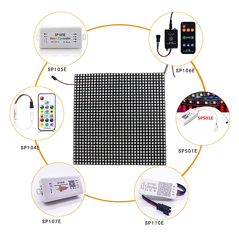 12V WS2815 elastyczna matryca LED RGB 5050 pikseli ekran przerwania cv 8x8 64 lampa 16x16 8x32 256 Light Dotstar cyfrowy wyświetlacz