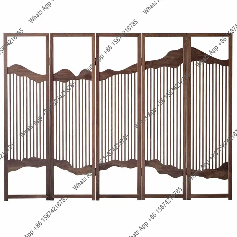 New Chinese-style North American black walnut screen, Song Dynasty aesthetic Zen solid wood partition screen furniture
