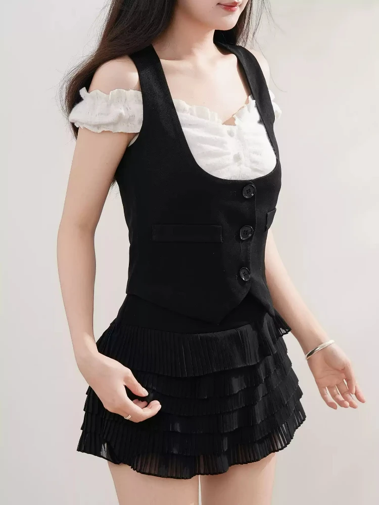 

Japanese Vintage Gothic Dark 3 Piece Set Women Chic Tops + Vest + Mini Skirts Harajuku Y2k 2000s Aesthetic Slim Streetwear 2026