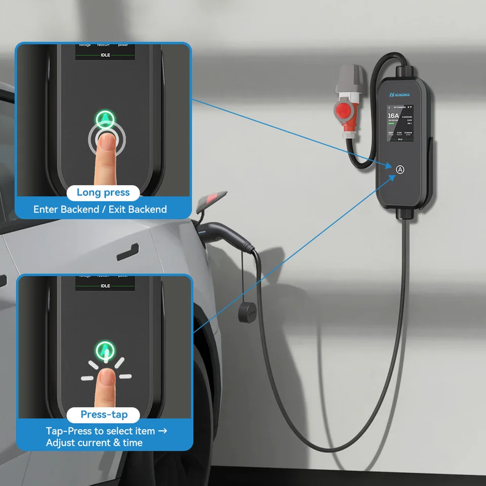 Khons Type2 11KW 16A 3-Phase Portable EVSE EV Charger APP Control