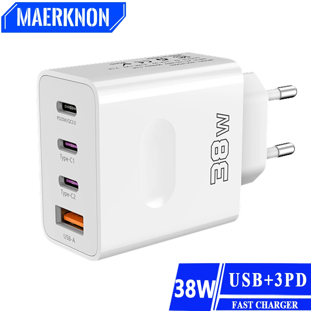 

USB C Fast Charging Charger Type C PD 20W Muti 4 Ports Mobile Phone Wall Adapter for iPhone 15 Pro Max Xiaomi Huawei Samsung S24