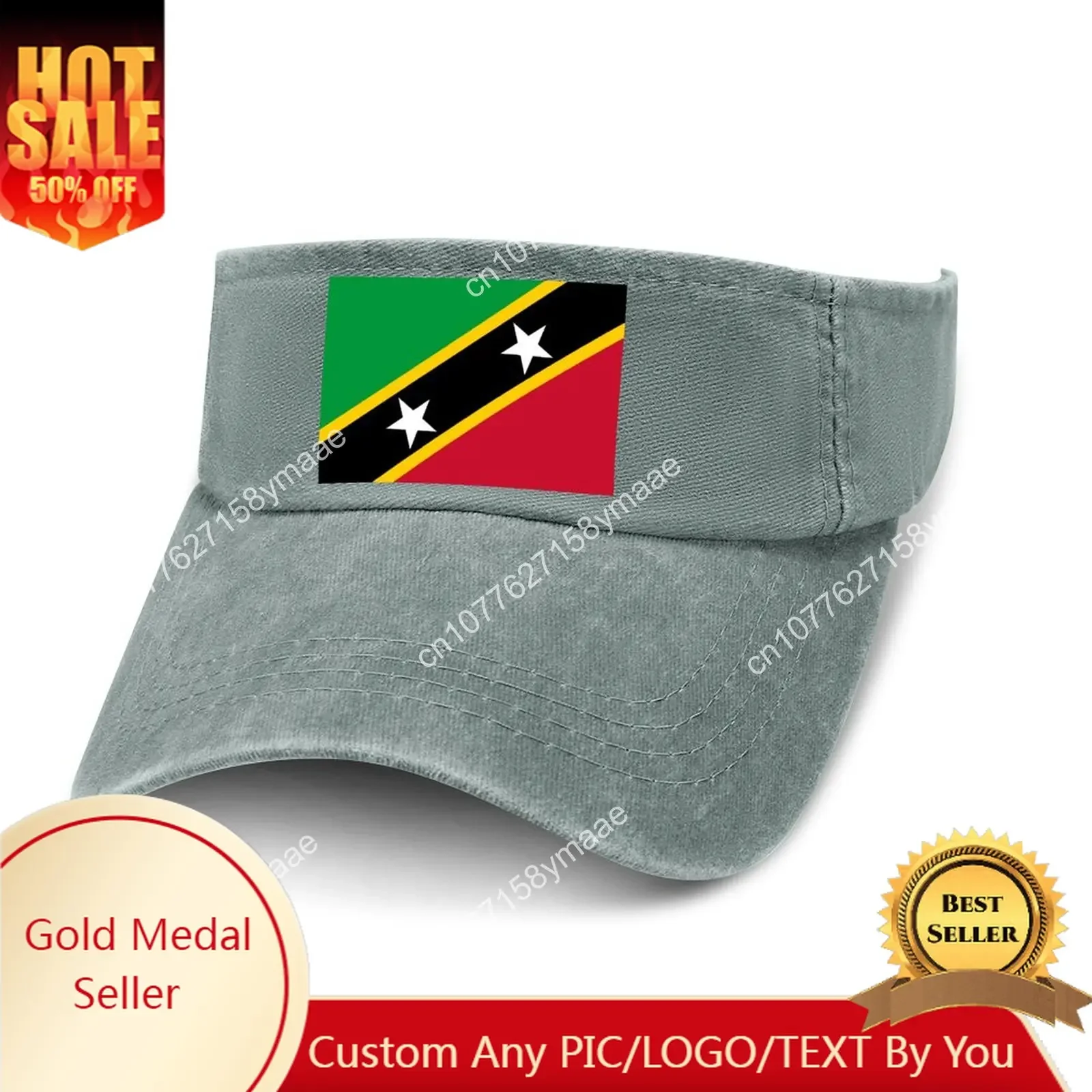 

Saint Kitts and Nevis Sun Visor Leaky Top Cowboy Hats Mens Womens Custom Cap Sports Baseball Tennis Golf Caps Empty Open Top Hat