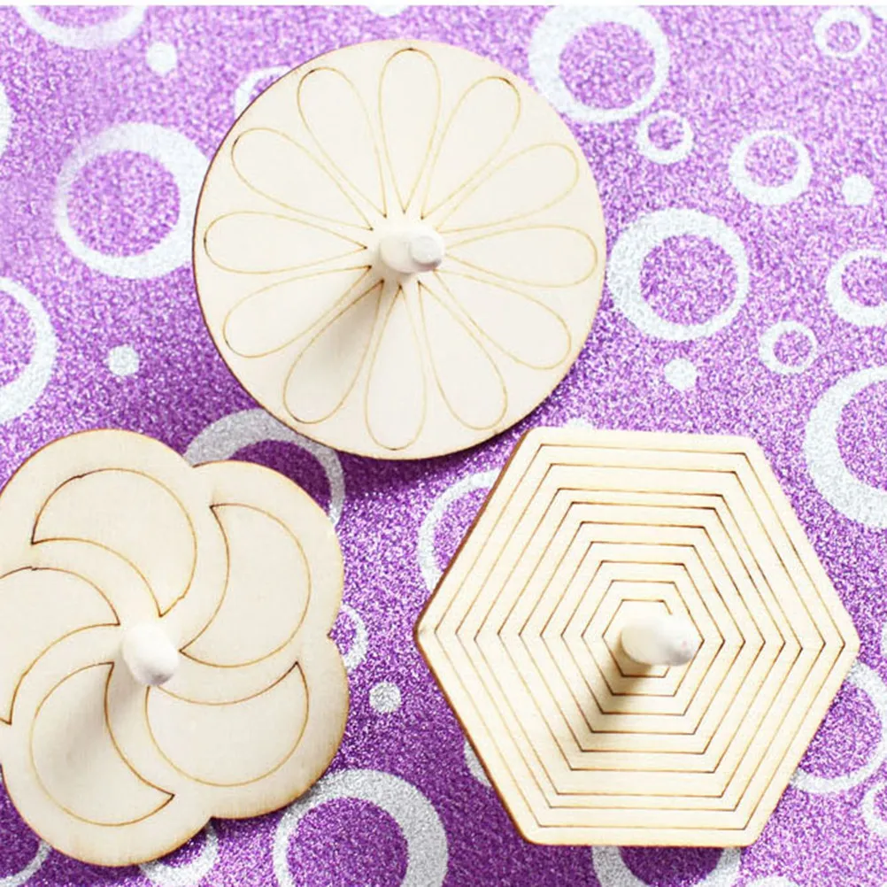 10Pcs Wooden DIY Unfinished Painting Gyroscope Tops Classic Kids Creative Fine Motor Skill Playset Unfinished Top