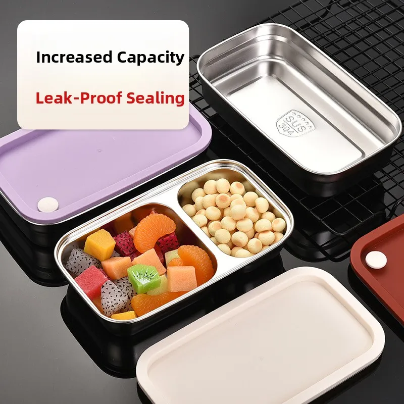 Korean Style Stainless Steel 304  Keeping Lunch Box Rectangle Shape Pickle Sealed Snack Refrigeration Lunch