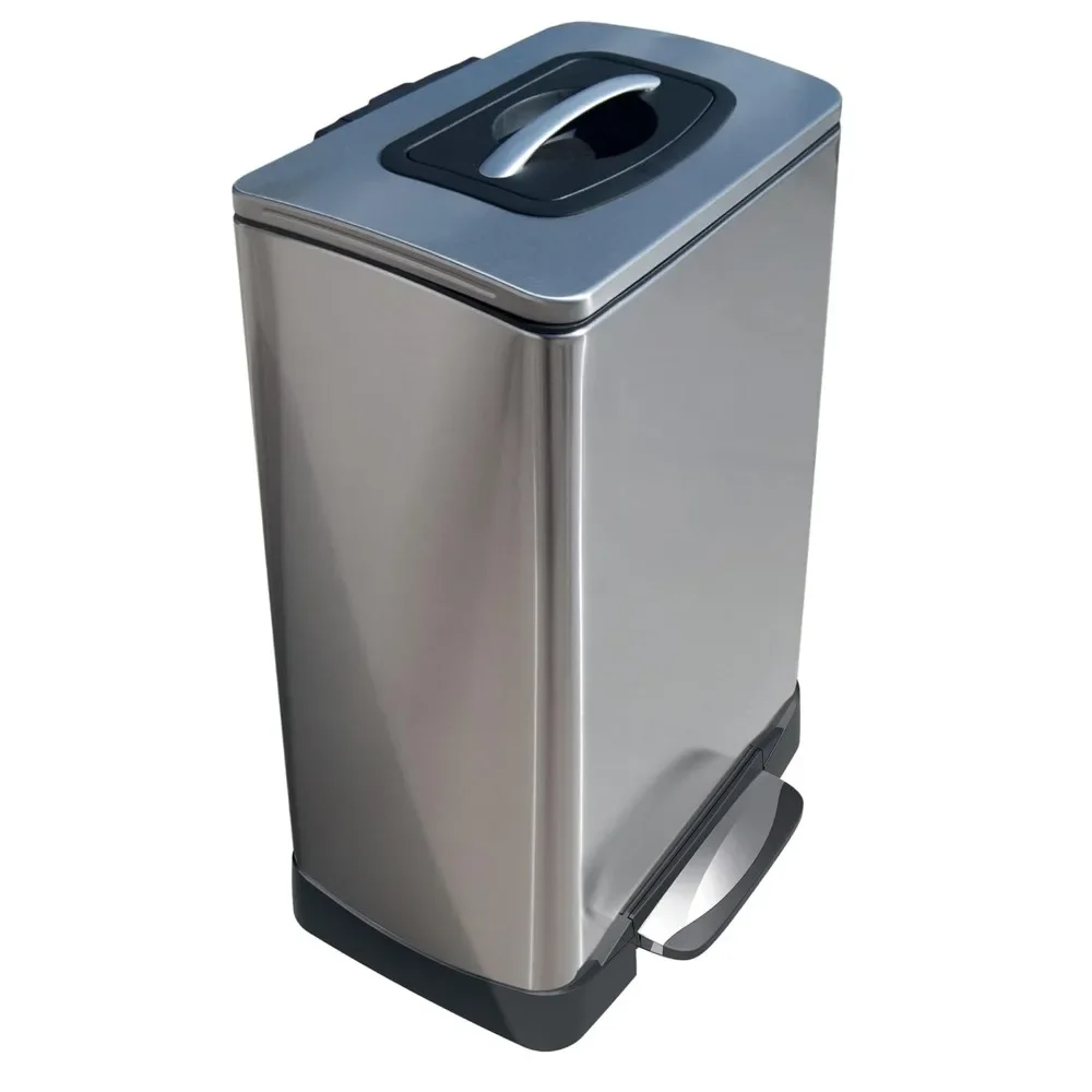 Household essential manual garbage compactor, 40 liters, stainless steel