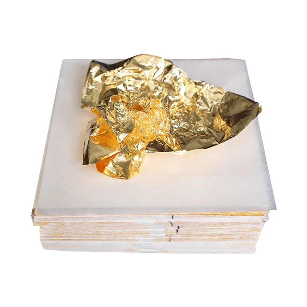

100Pcs Gold Foil Paper Imitation Delicate Sheets for Home Decor Wall Ceiling Craft Painting Art Supplies Foil Paper