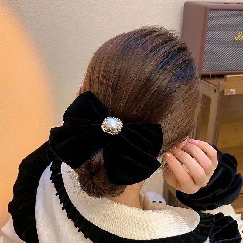 New Fashion Red Series Velvet Big Bow Hairpin For Woman Girls Head Half-Tie Headdress Female Headwear Kid Hair Accessorie