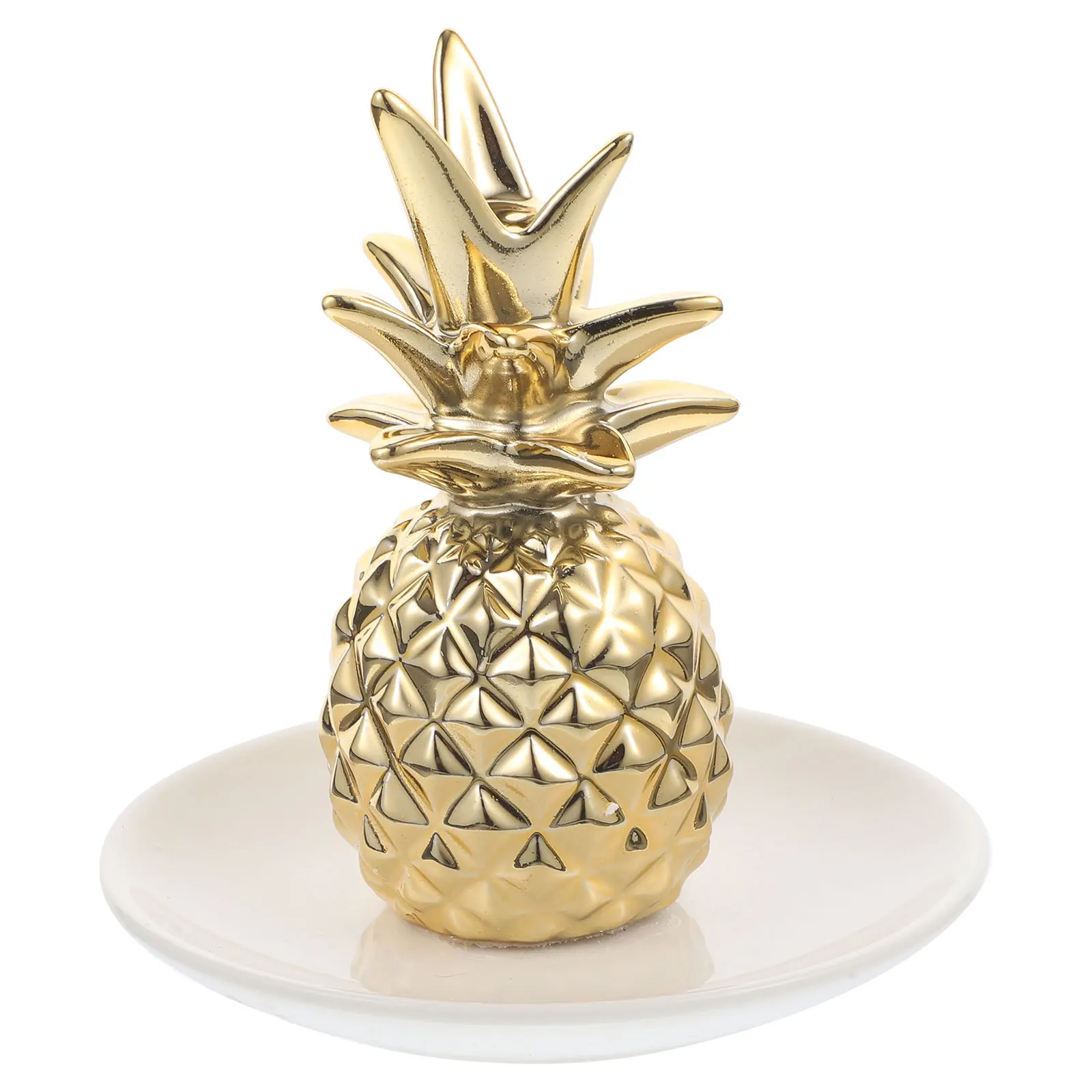 

Ceramic Jewelry Holder Pineapple Shape Desktop Trinket Dish Ring Storage Plate Multipurpose Jewelry Tray Decorative Display Dish