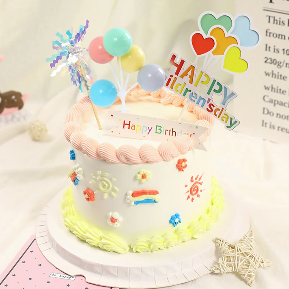 

4Pcs Balloon Cake Picks Plastic Decorative Dessert Toppers Creative Cupcake Topper Party Decoration Food Safe Premium Cake Pick