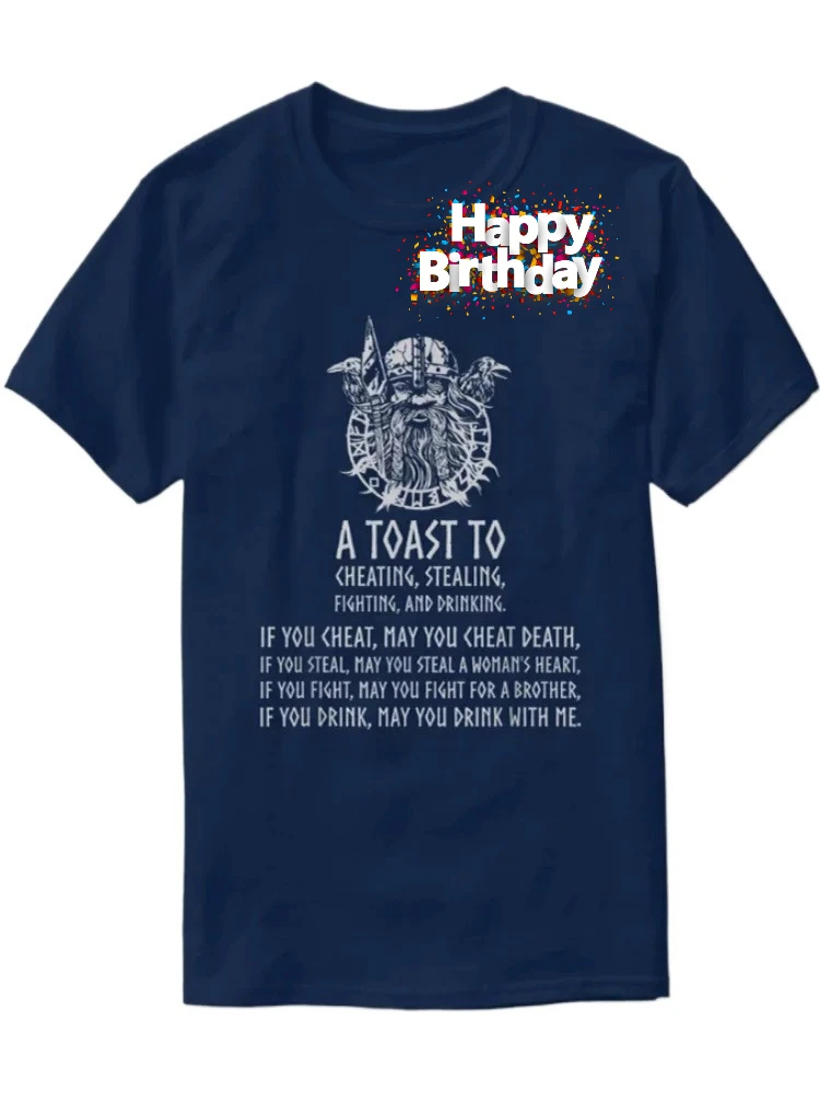 Norse Mythology God Toast To  Brothers T-Shirt 100% Cotton O-Neck Short Sleeve Casual Mens T-shirt Size S-3XL