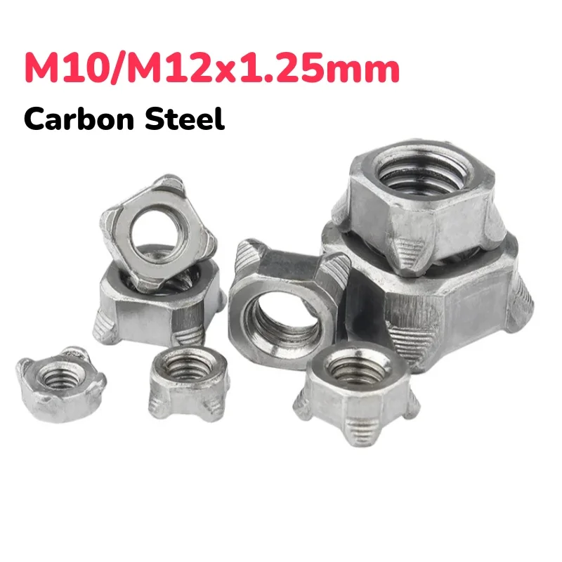 Leijiu M10x1.25mm/m12x1.25mm Fine Threaded Carbon Steel Square Welding Four Corner Welding Nut/square Spot Welding Nuts