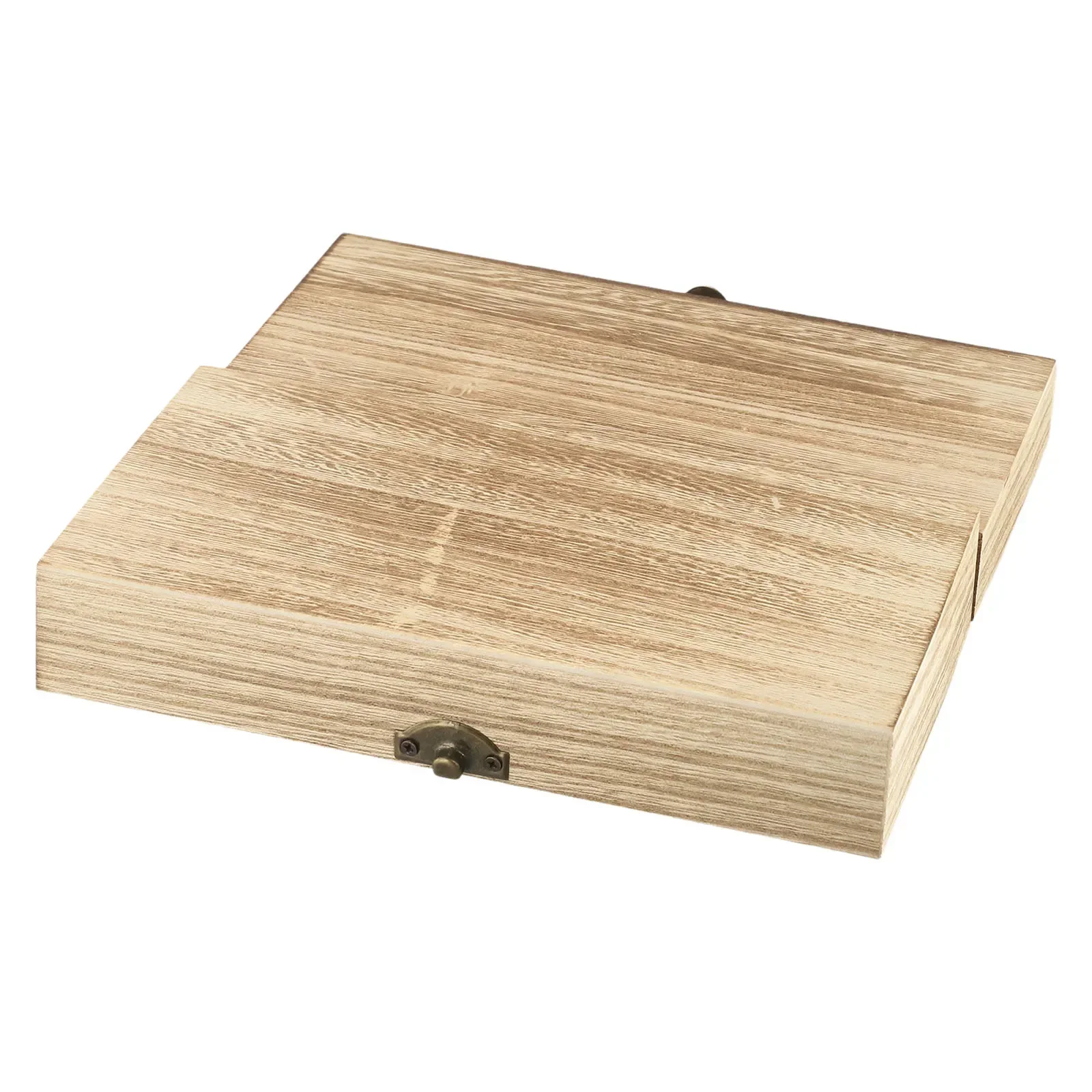 High Quality Brand New Storage Box Wooden Flip Top Health Manual Polishing Metal Buckle Natural/Light/Dark Rectangular