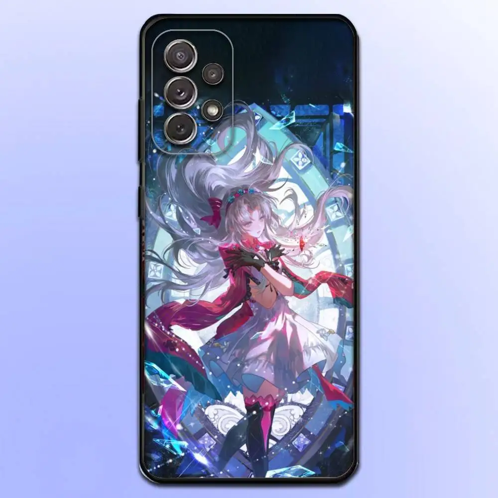 Casing Ponsel W-Wuthering Waves C-Carlotta untuk Samsung S 25,24,23,22,30,21,10,9,Ultra,Plus,Lite,FE,4,5 G Casing Hitam Lembut