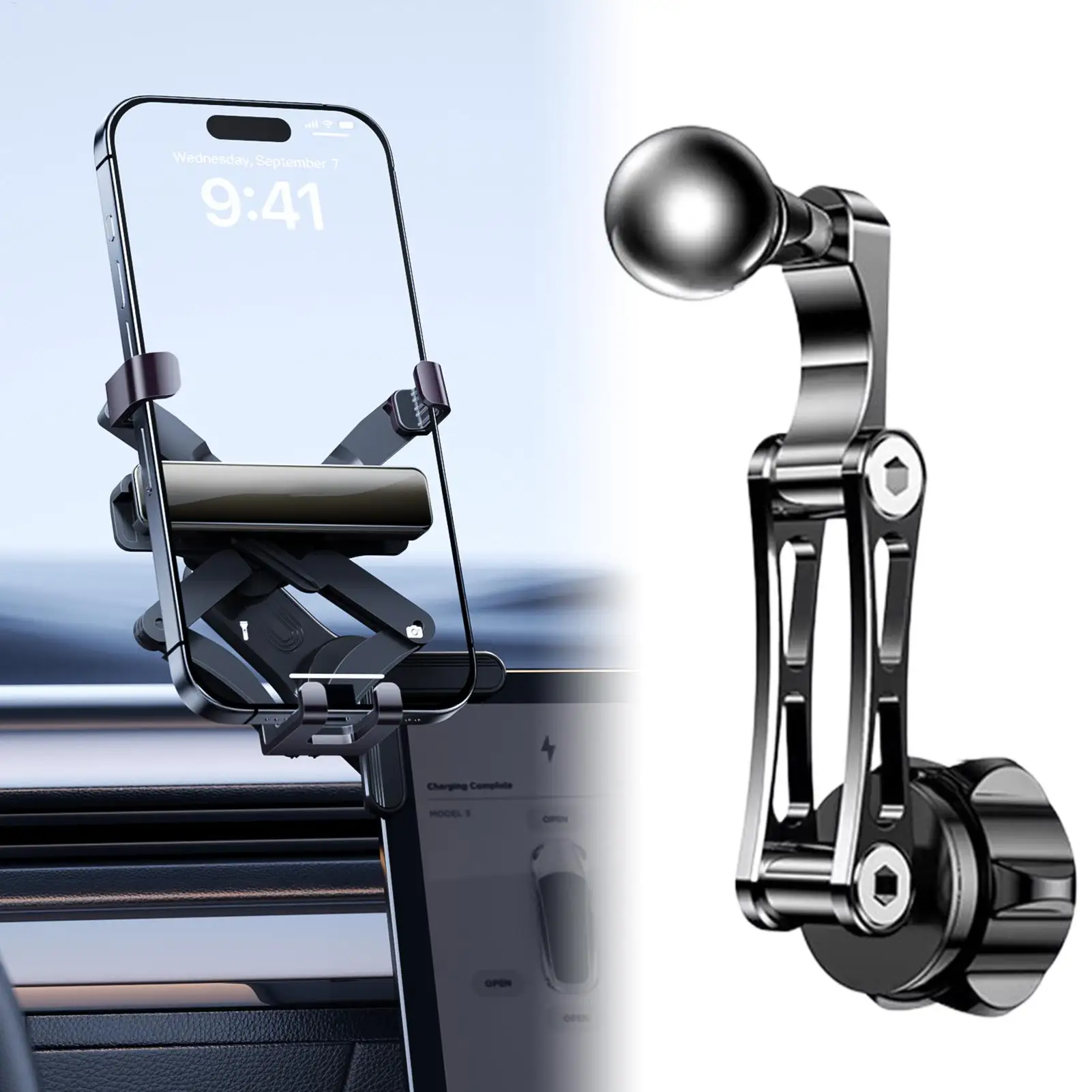 

17mm Ball Mount Phone Holder Extension, Rotatable Car Air Vent Adapter for Driving RV Taxi Navigation Offroad Filming