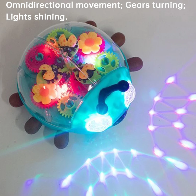Kids Transparent Gear Beetle Toy with Automatic Obstacle Avoidance Walking Function Colorful Lights And Music - Universal Gift
