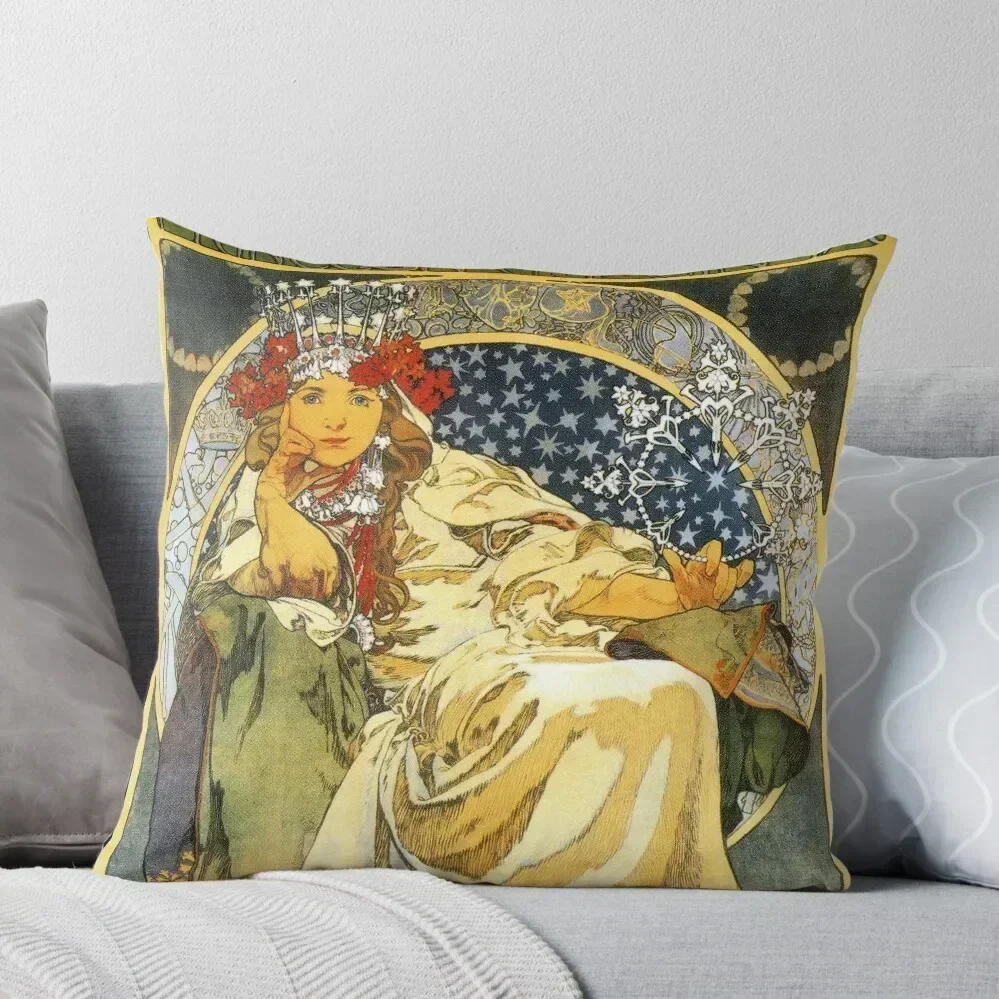Alfons Mucha Princess Hyacinth Throw Pillow Covers For Sofas Christmas Pillows New year pillow