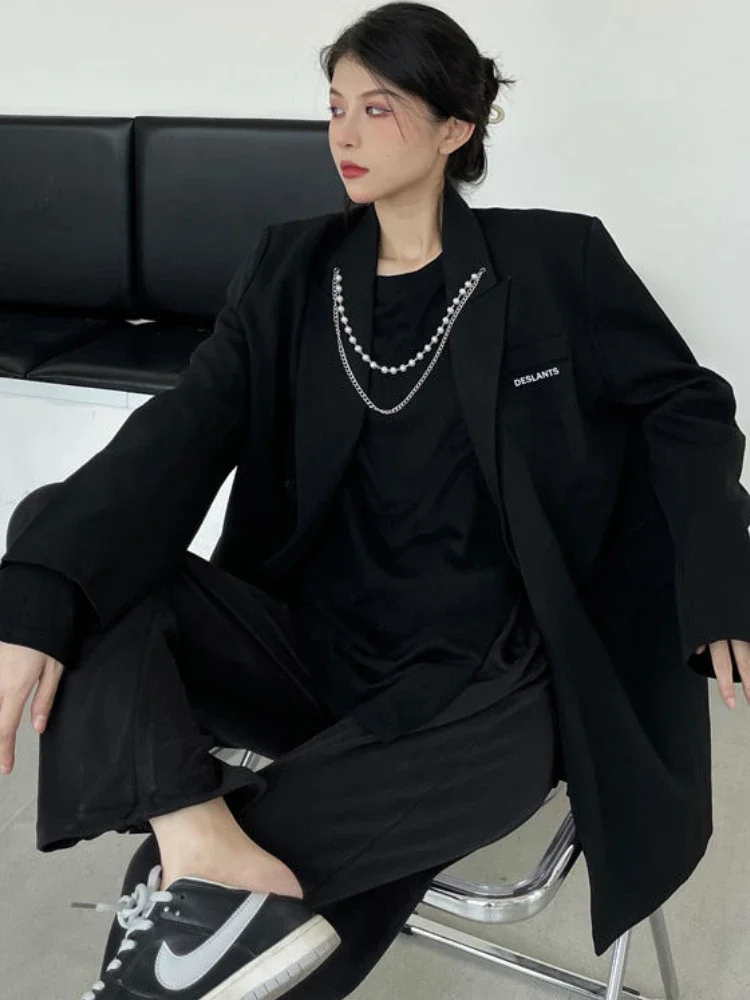 

Блейзеры женские весенние в корейском стиле модные простые удобные женские однотонные свободные универсальные классические элегантные с цепочкой