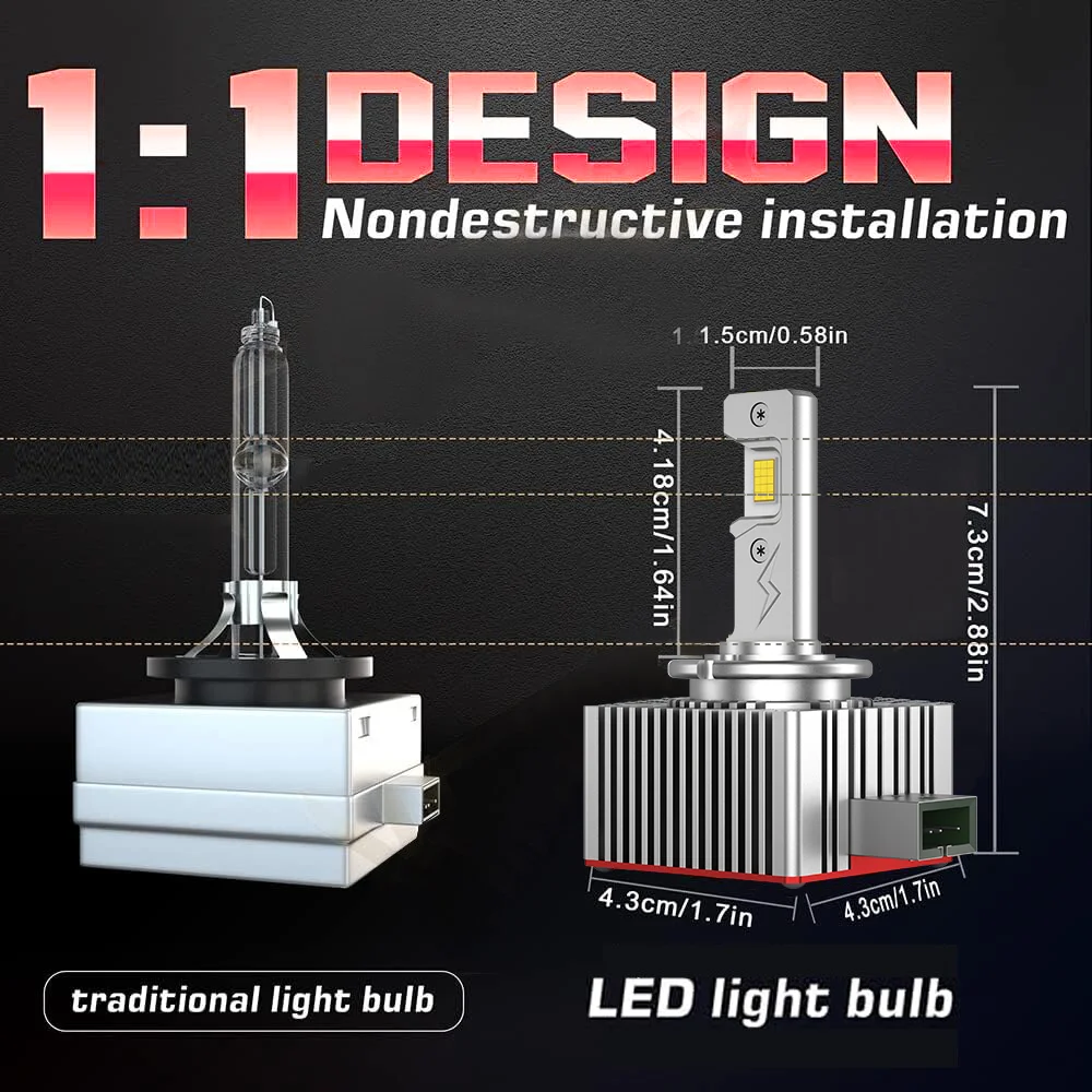 2pcs D1S D3S LED Headlights 30000LM Canbus High Low Beam D2S D4S D5S D8S Auto Bulbs D2R D4R Car Lamp Xenon HID 6000K 12V 24V