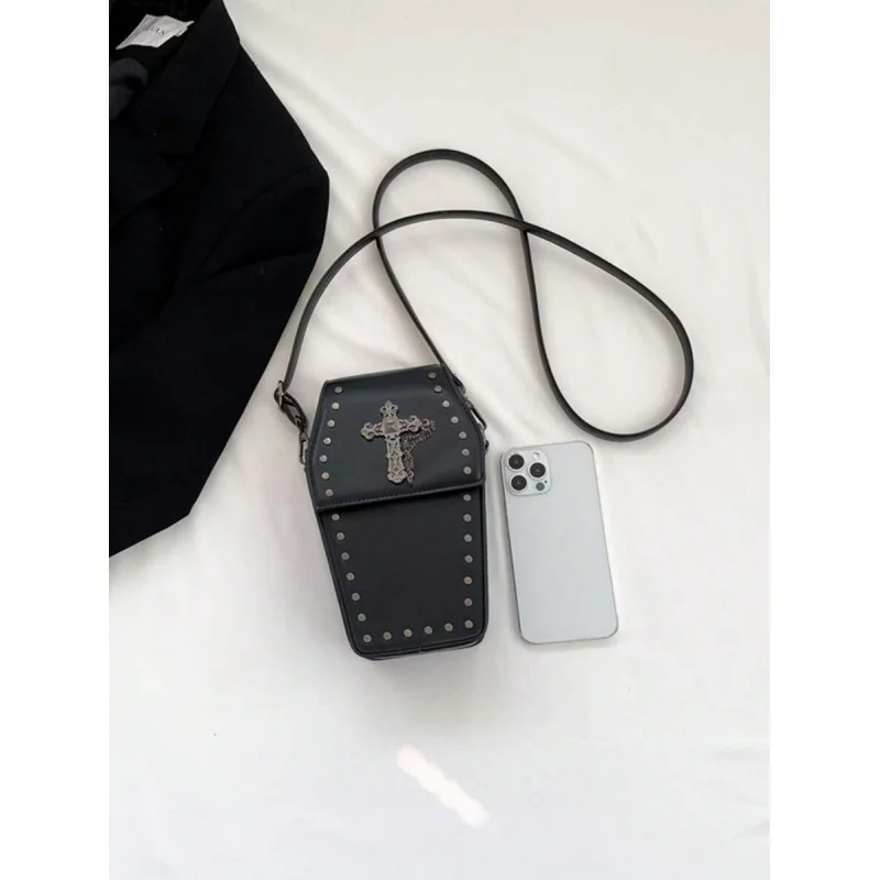 محفظة نعش كروس على الطراز القوطي - حقيبة مبتكرة من الجلد الصناعي للحفلات #5