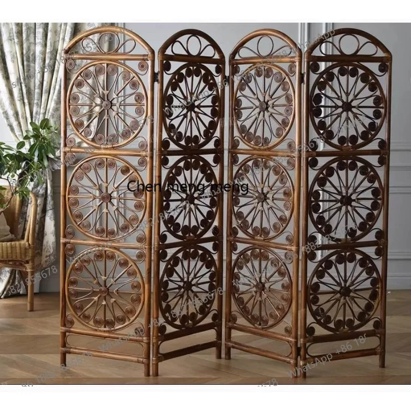 

Rattan screen, B & B hotel folding screen tea room partition casual retro