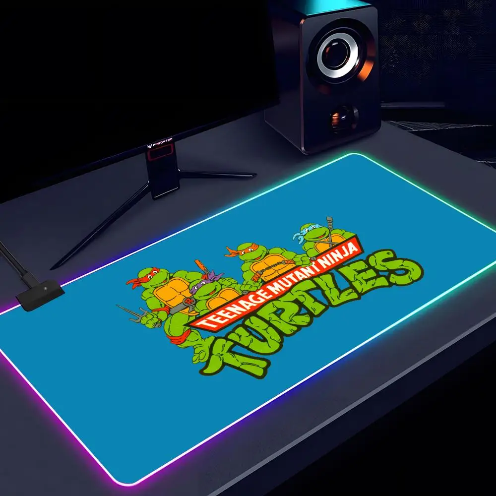 Alfombrilla de ratón de dibujos animados para adolescentes Mutantes Ninjas RGB luminosa 900X400mm alfombrilla de mesa grande antideslizante juego Extra grande alfombrilla de ratón de oficina