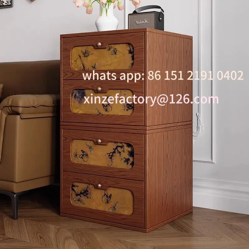 

Customizable solid wood chest module combination cabinet living room retro Carmen new Chinese TV cabinet bedside table