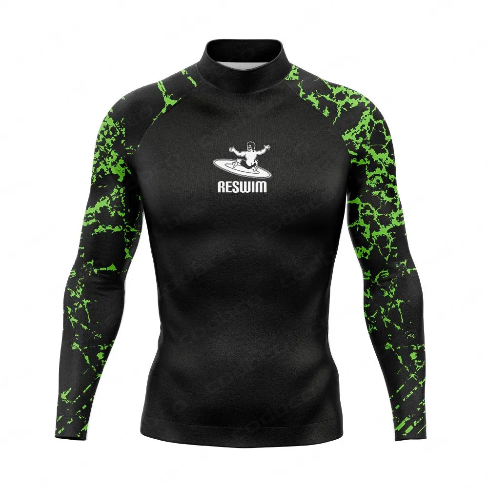 Nowa męska koszulka z długim rękawem rashguardy UV Protection strój kąpielowy surfingowy strój kąpielowy kąpielowy Surf koszula plażowa Skinsuit