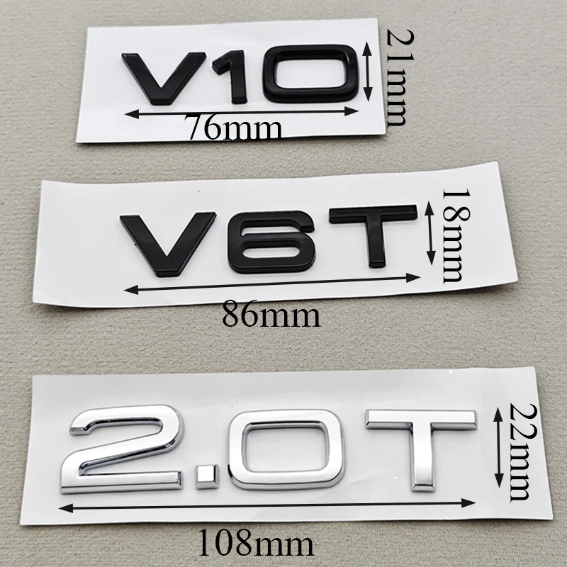 ثلاثية الأبعاد ABS رسائل السيارة الخلفي الجذع شارة V10 V6T 2.0T شعار ملصق شعار لأودي A4 A5 A6 A7 A8 Q/S/RS/SQ سلسلة اكسسوارات السيارات