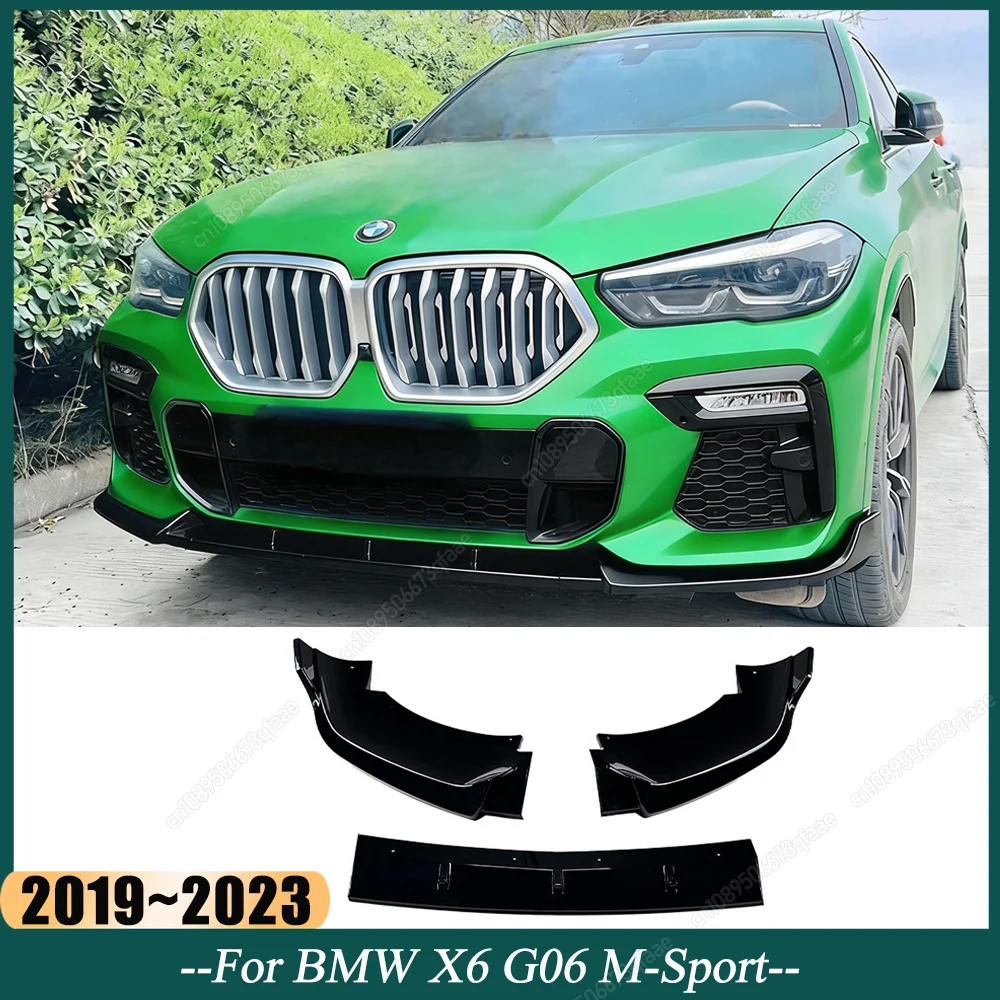 

Gloss Black Car Front Bumper Lip Splitter Spoiler Diffuser For BMW X6 G06 M-Sport M50i M50d xDrive30d xDrive40i 2019-2023 Tuning